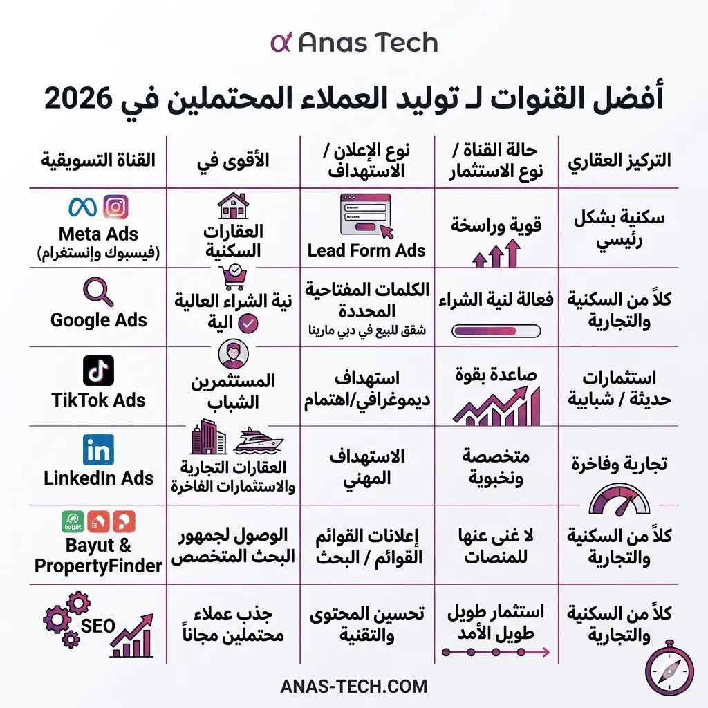 أفضل القنوات لـ توليد العملاء المحتملين في 2026