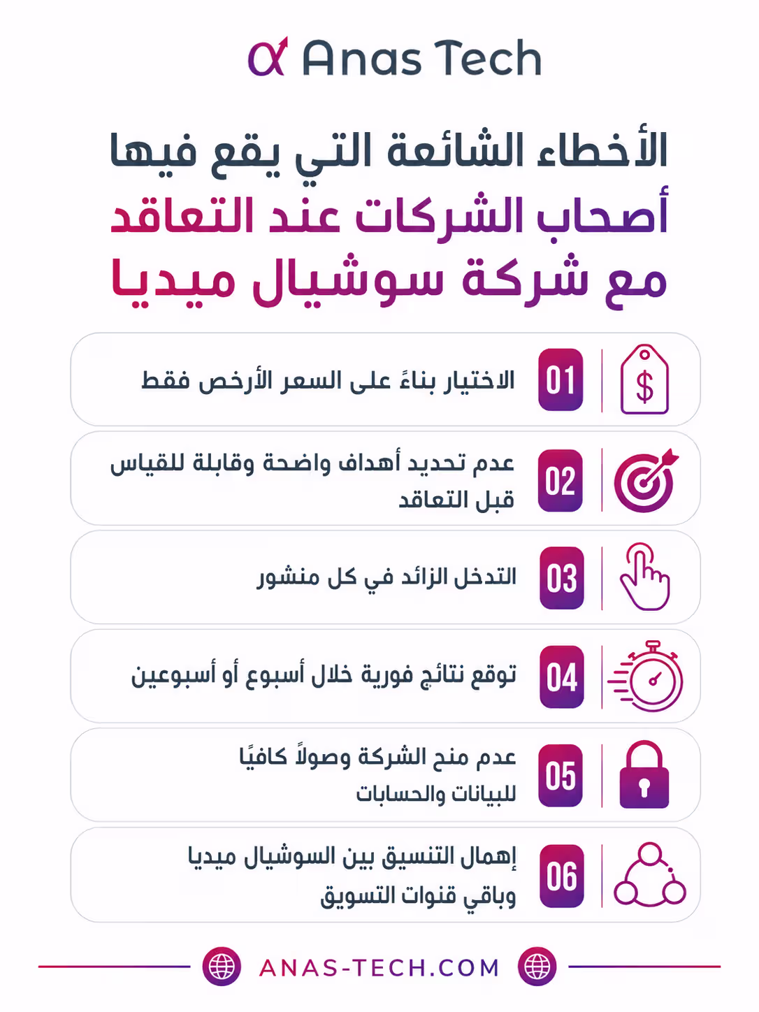 الأخطاء الشائعة التي يقع فيها أصحاب الشركات عند التعاقد مع شركة سوشيال ميديا
