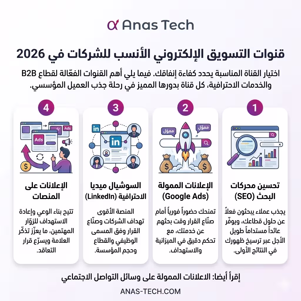 قنوات التسويق الإلكتروني الأنسب للشركات